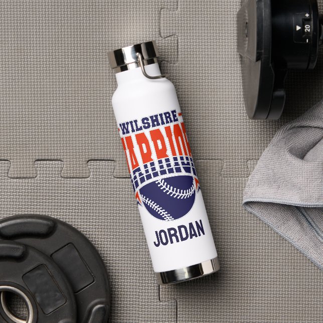 Wilshire Warriors Navy Baseball Logo Water Bottle (Gym)