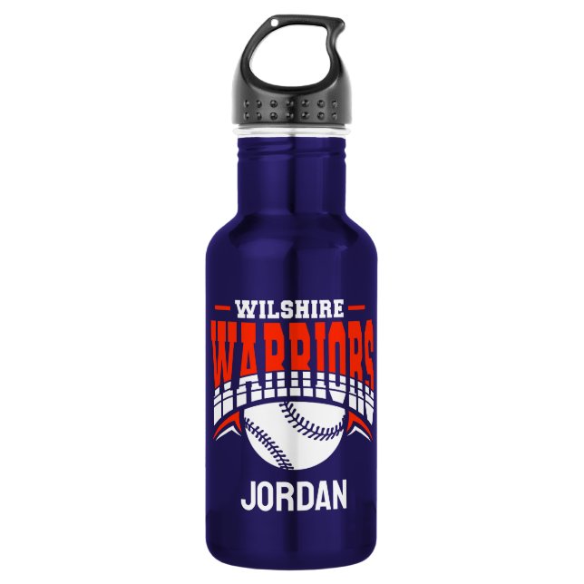 Wilshire Warriors White Baseball Logo 532 Ml Water Bottle (Front)