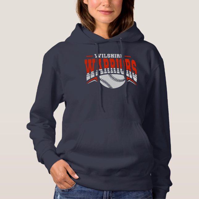 Wilshire Warriors White Baseball Logo Hoodie (Front)