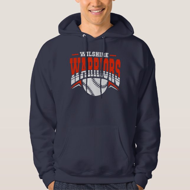Wilshire Warriors White Baseball Logo Hoodie (Front)