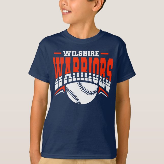 Wilshire Warriors White Baseball Logo T-Shirt (Front)