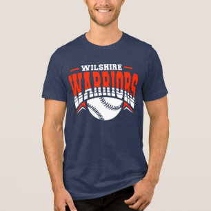 Wilshire Warriors White Baseball Logo Tri-Blend Shirt