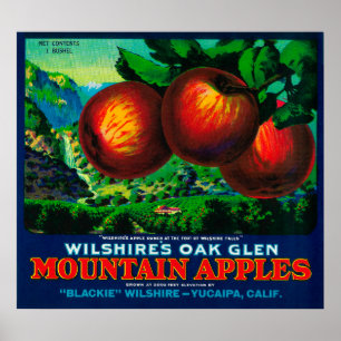 Wilshire's Oak Glen Apple Crate Label Poster