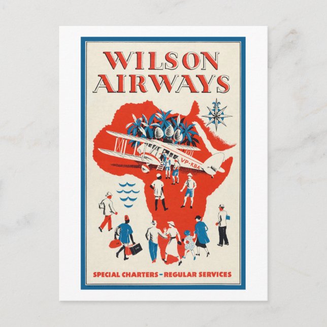 Wilson Airways Vintage Poster 1937 Postcard (Front)