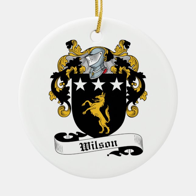Wilson Family Crest Ceramic Tree Decoration (Front)