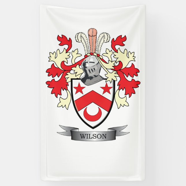Wilson Family Crest Coat of Arms Banner (Vertical)