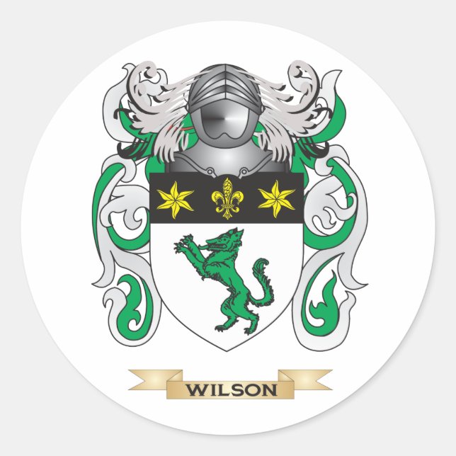 Wilson Family Crest (Coat of Arms) Classic Round Sticker (Front)