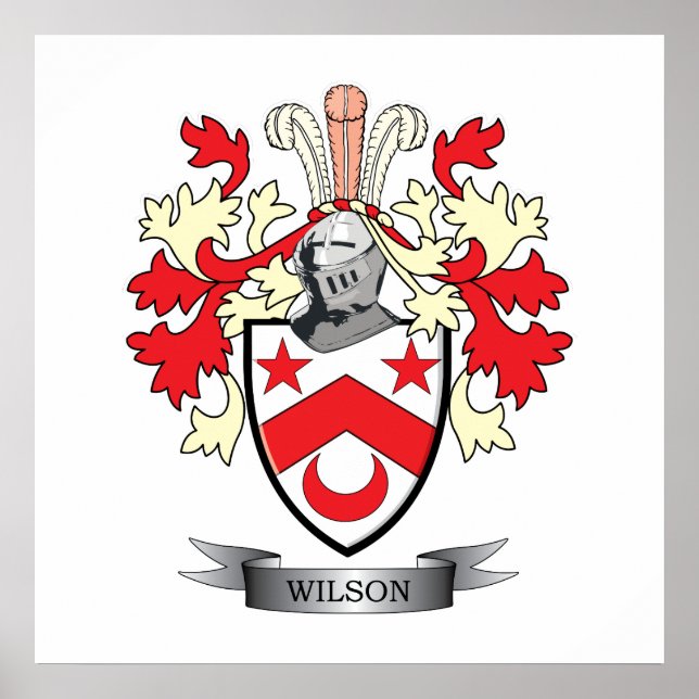 Wilson Family Crest Coat of Arms Poster (Front)