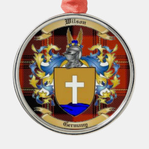 Wilson Family Crest* Metal Tree Decoration