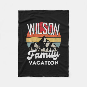 Wilson Family Vacation Mountain Retro Sunset Match Fleece Blanket
