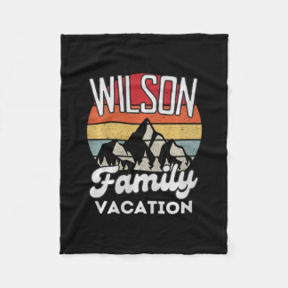 Wilson Family Vacation Mountain Retro Sunset Match Fleece Blanket