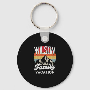 Wilson Family Vacation Mountain Retro Sunset Match Key Ring