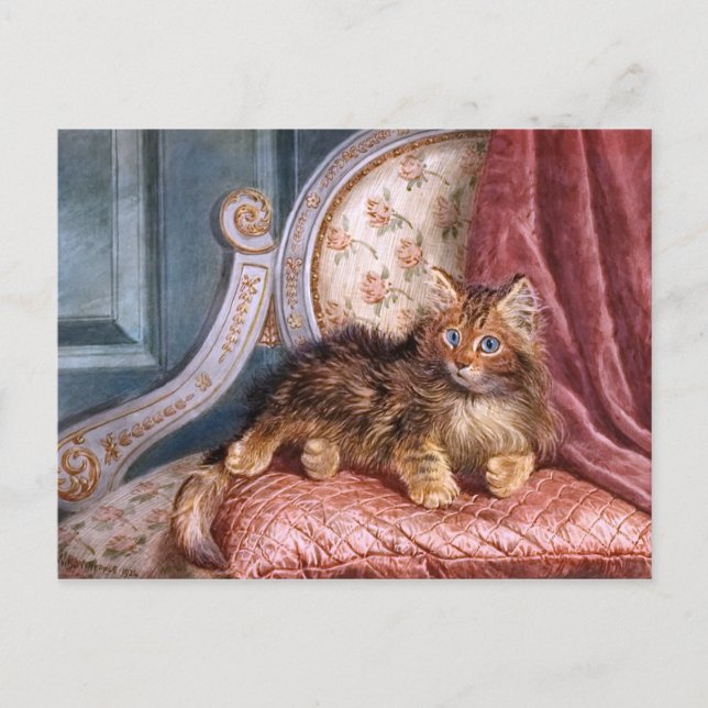 Wilson Hepple: Brown Kitten on an Armchair Postcard (Front)