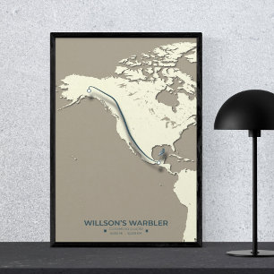 Wilson’s Warbler Migration Map – Minimalist Poster