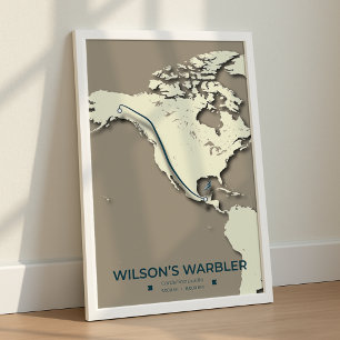 Wilson’s Warbler Migration Map – Minimalist Poster