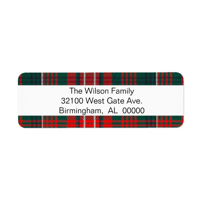 Wilson Tartan Plaid Return Label (Front)