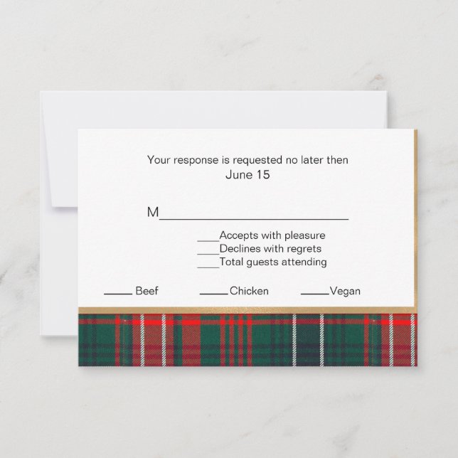Wilson Tartan Plaid Wedding RSVP Card 2 (Front)