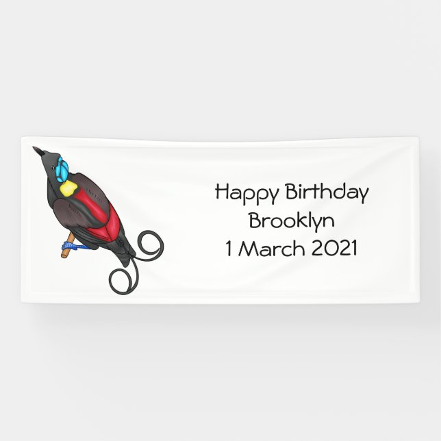 Wilson's bird-of-paradise bird cartoon  banner (Horizontal)