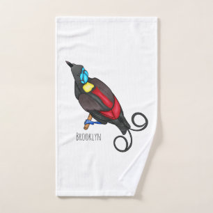 Wilson's bird-of-paradise bird cartoon bath towel set