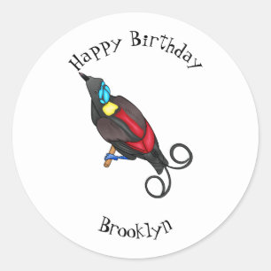 Wilson's bird-of-paradise bird cartoon classic round sticker