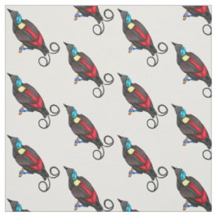 Wilson's bird-of-paradise bird cartoon fabric