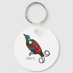 Wilson's bird-of-paradise bird cartoon key ring