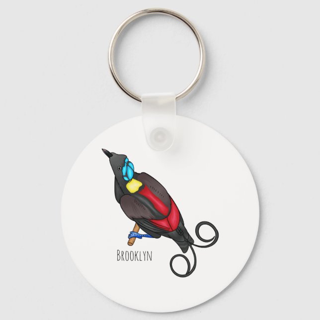 Wilson's bird-of-paradise bird cartoon  key ring (Front)