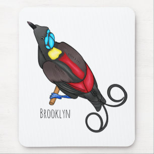 Wilson's bird-of-paradise bird cartoon  mouse mat