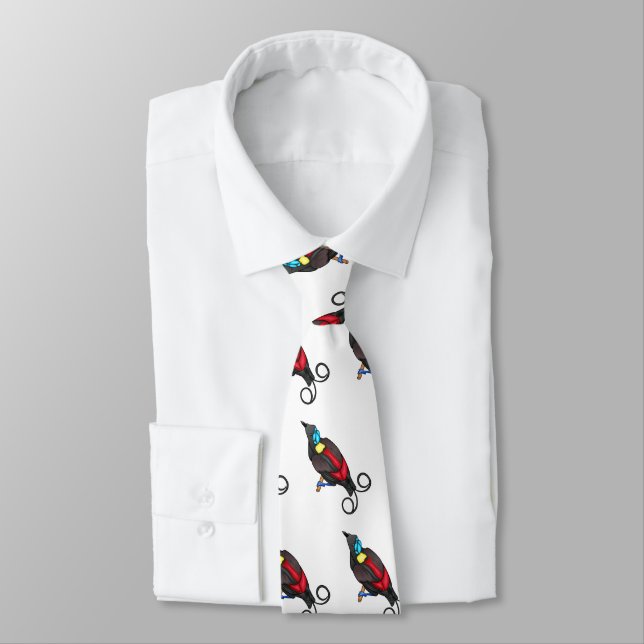 Wilson's bird-of-paradise bird cartoon  tie (Tied)
