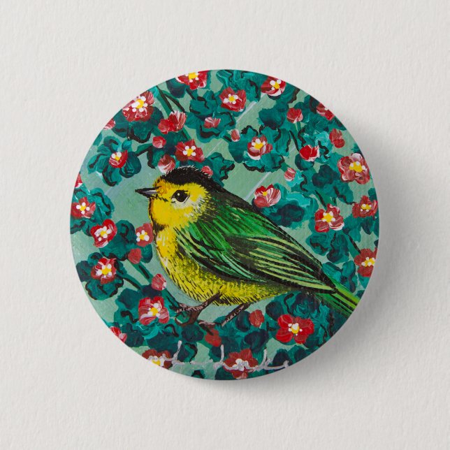 Wilson's Warbler 6 Cm Round Badge (Front)