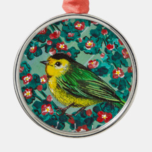 Wilson's Warbler Metal Tree Decoration