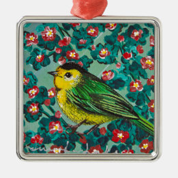Wilson's Warbler Metal Tree Decoration