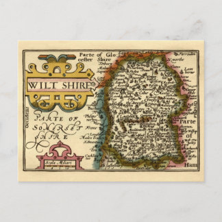 Wiltshire County England Old Antiquarian Atlas Map Postcard