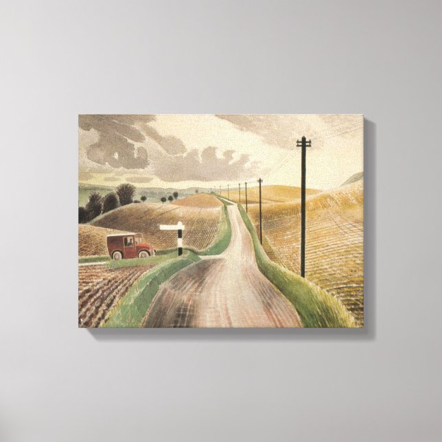 Wiltshire Landscape (by Eric Ravilious) Canvas Print (Front)