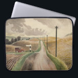Wiltshire Landscape (by Eric Ravilious) Laptop Sleeve<br><div class="desc">This design features a painting by the British artist Eric Ravilious (1903–1942). It depicts a vintage landscape in Wiltshire, which is a ceremonial county in South West England. There is a car stopping on a rural road beside a signpost. There are telephone poles running down a long stretch of road...</div>