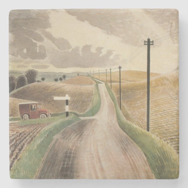 Wiltshire Landscape (by Eric Ravilious) Stone Coaster (Front)