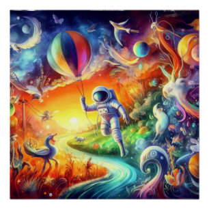 Wimsical Astronaut World  Poster