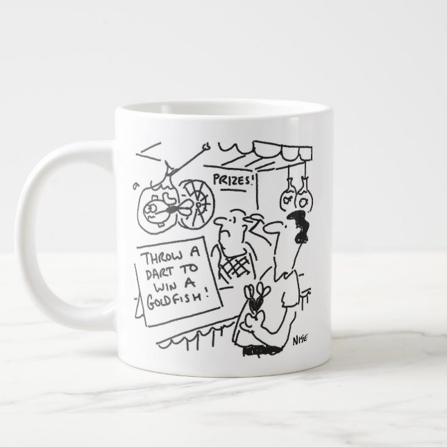 Win a Goldfish Fairground Darts Competition Funny Large Coffee Mug (Left)