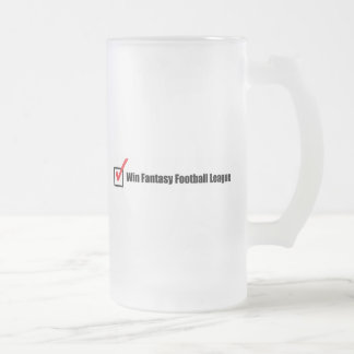 Win Fantasy Football League : Check Frosted Glass Beer Mug