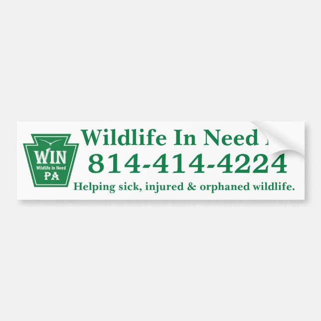 WIN LOGO + Phone Number Bumper Sticker (Front)