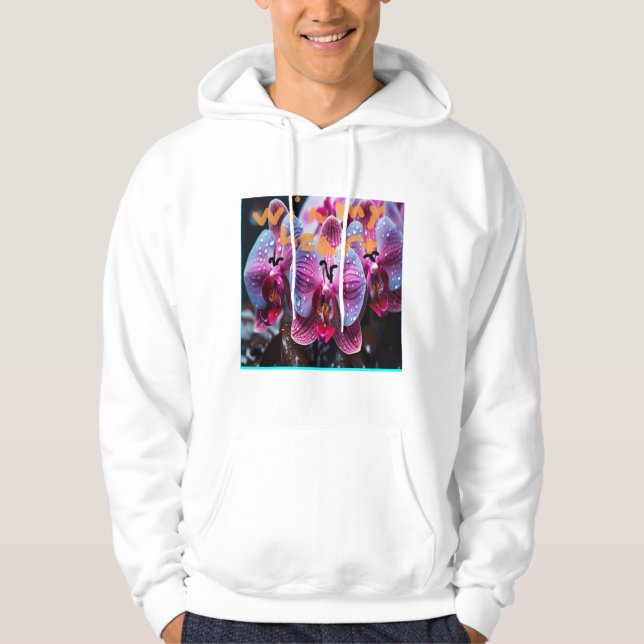 Win My Heart Handwritten Orchid Art by a Young Hoodie (Front)