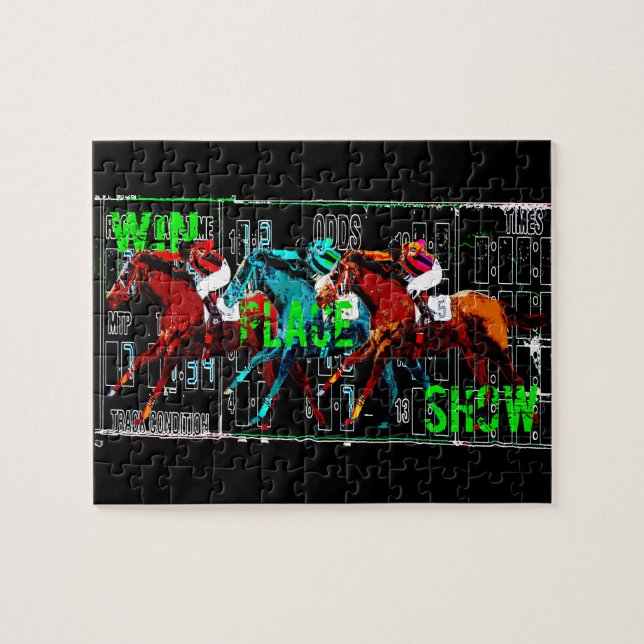 win place show horse racing jigsaw puzzle (Horizontal)