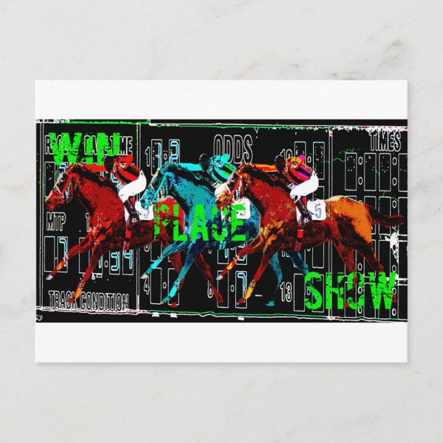 win place show horse racing postcard (Front)