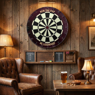 Win the Day Be Legendary Motivational Burgundy Dartboard