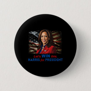 Win This Harris For President Kamala Harris 2024 V 6 Cm Round Badge