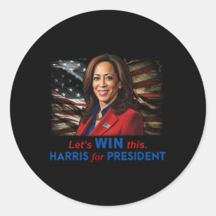 Win This Harris For President Kamala Harris 2024 V Classic Round Sticker