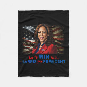 Win This Harris For President Kamala Harris 2024 V Fleece Blanket