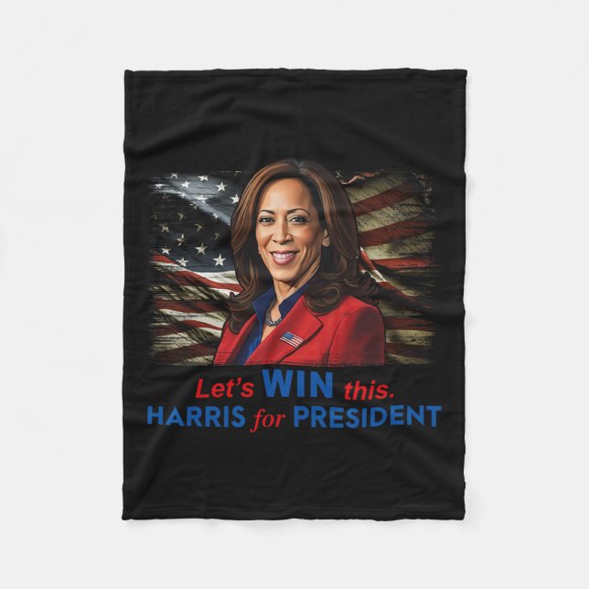 Win This Harris For President Kamala Harris 2024 V Fleece Blanket (Front)