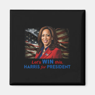 Win This Harris For President Kamala Harris 2024 V Magnet