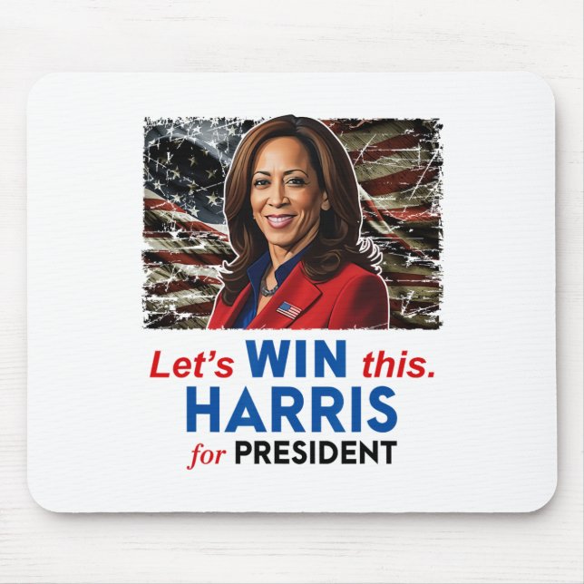 Win This Harris For President Kamala Harris 2024 V Mouse Mat (Front)